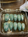 Sea Glass Blooms Press-On Nails|Medium Almond